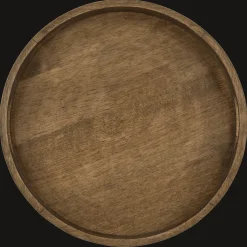 Round Dark Wood Tray