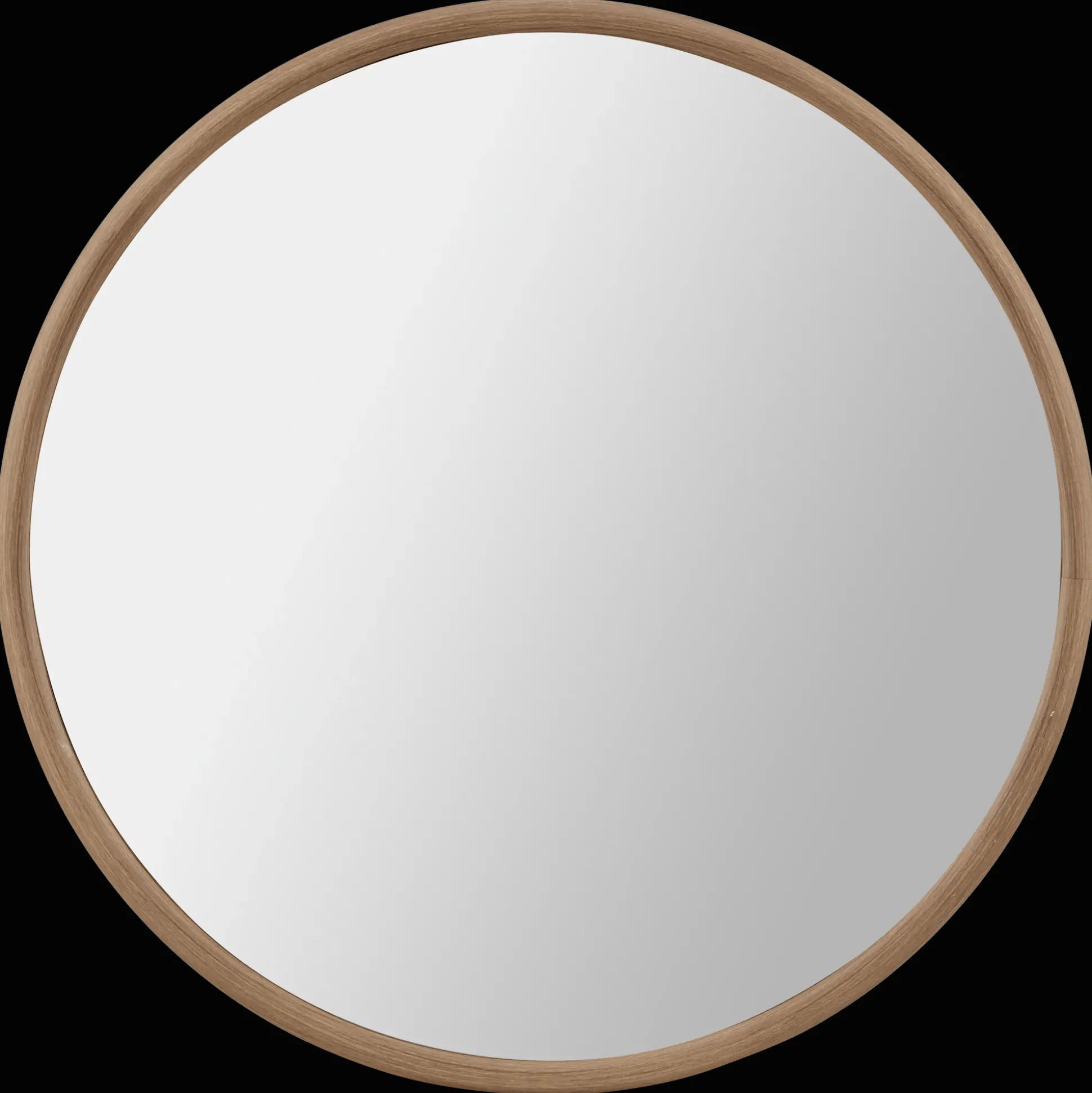 Round Mirror with Natural Frame