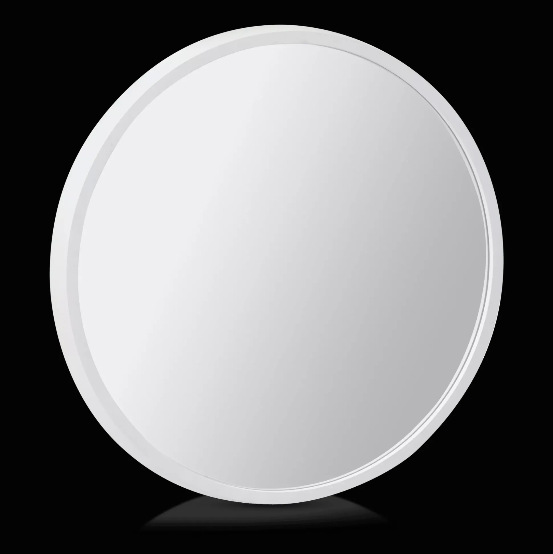 Round Mirror with White Frame