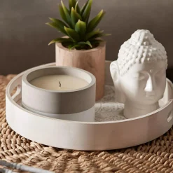 Round Patterned Wood Tray