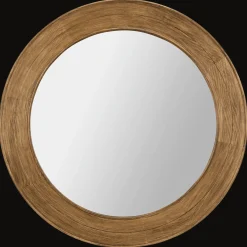 Round Pine Wood Mirror