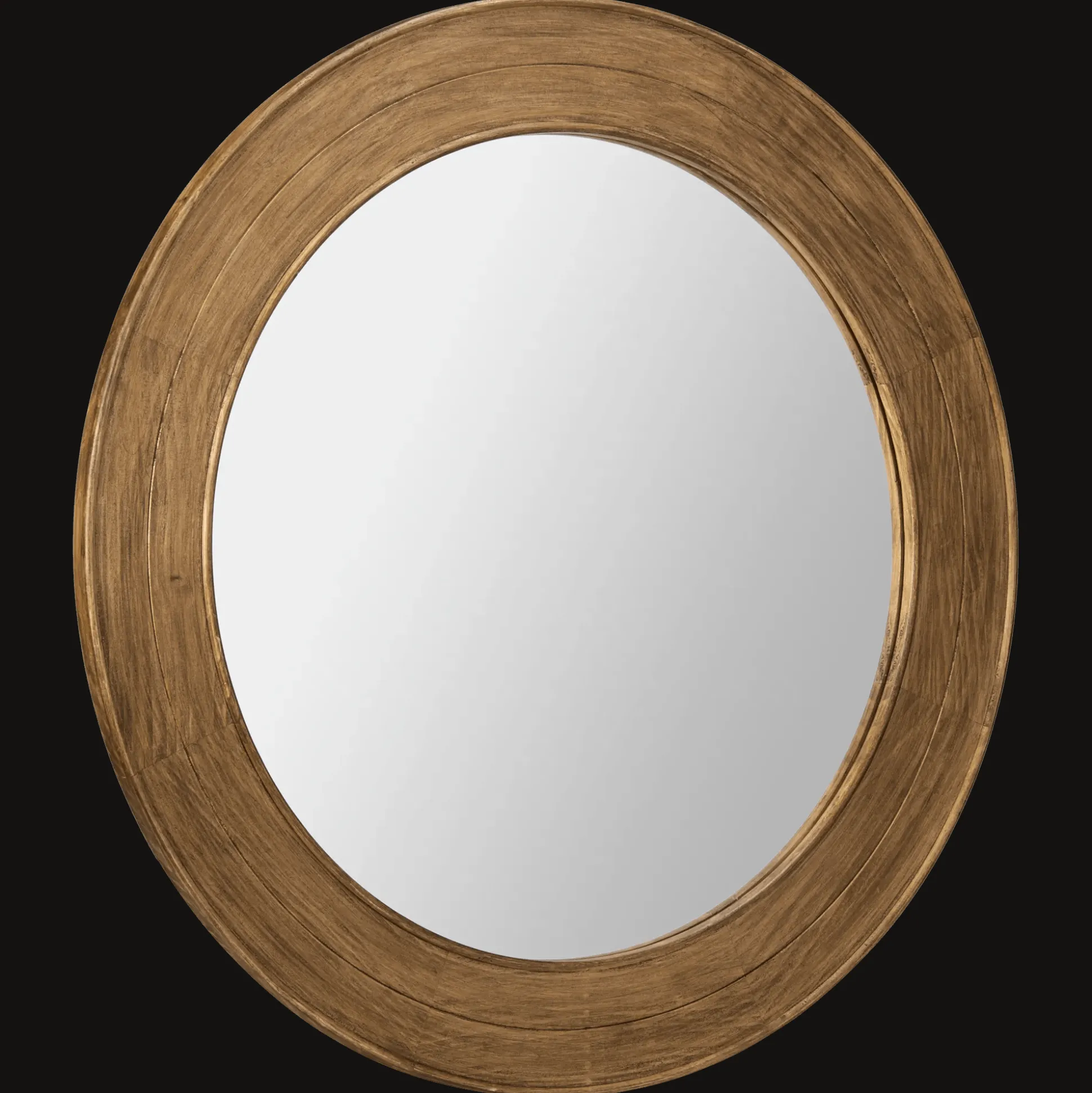 Round Pine Wood Mirror