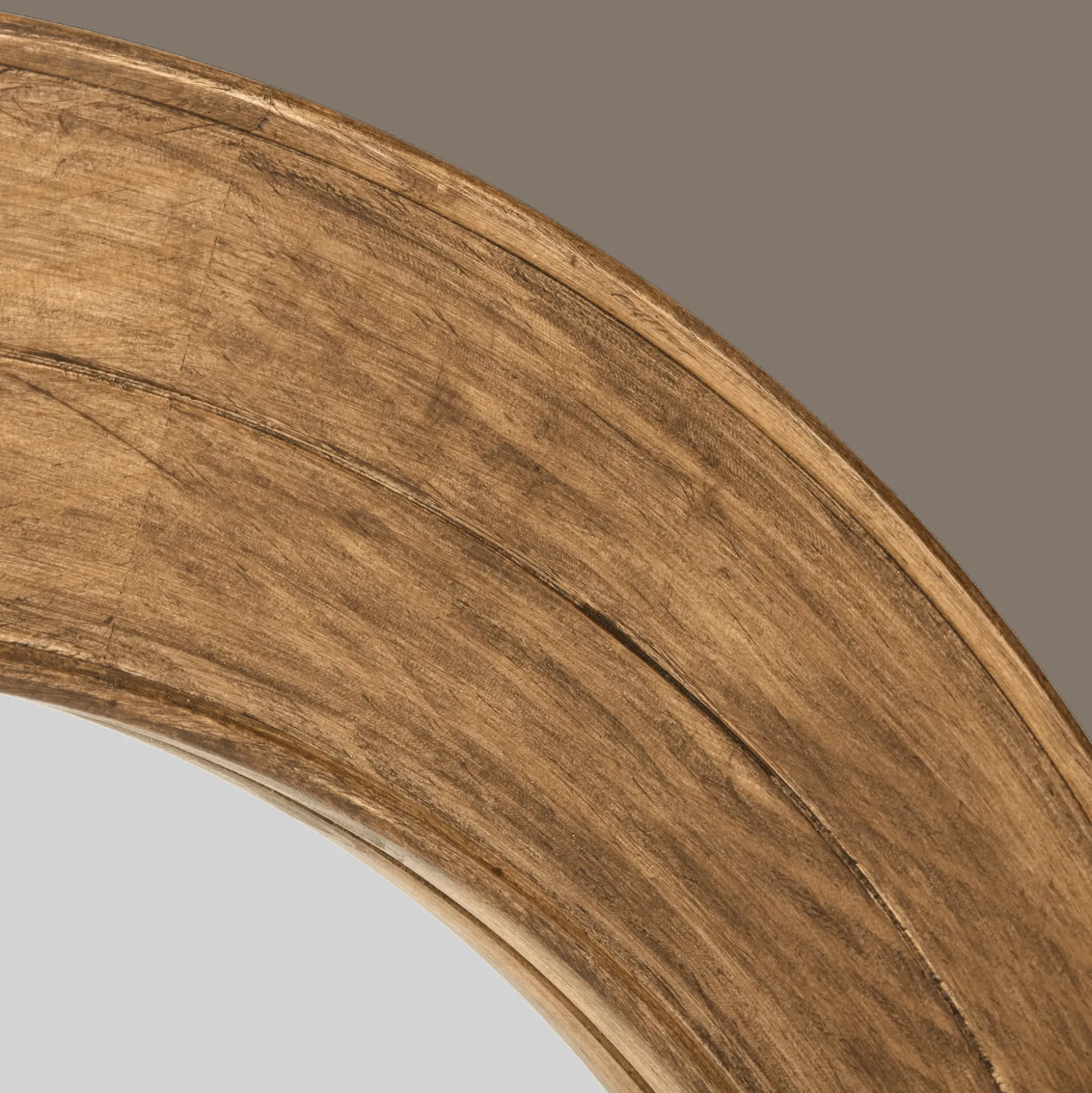 Round Pine Wood Mirror