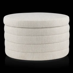 Round Storage Fabric Ottoman