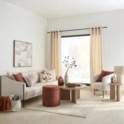 Round Storage Fabric Ottoman