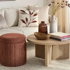 Round Storage Fabric Ottoman
