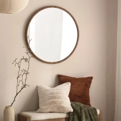 Round Wood Frame Mirror