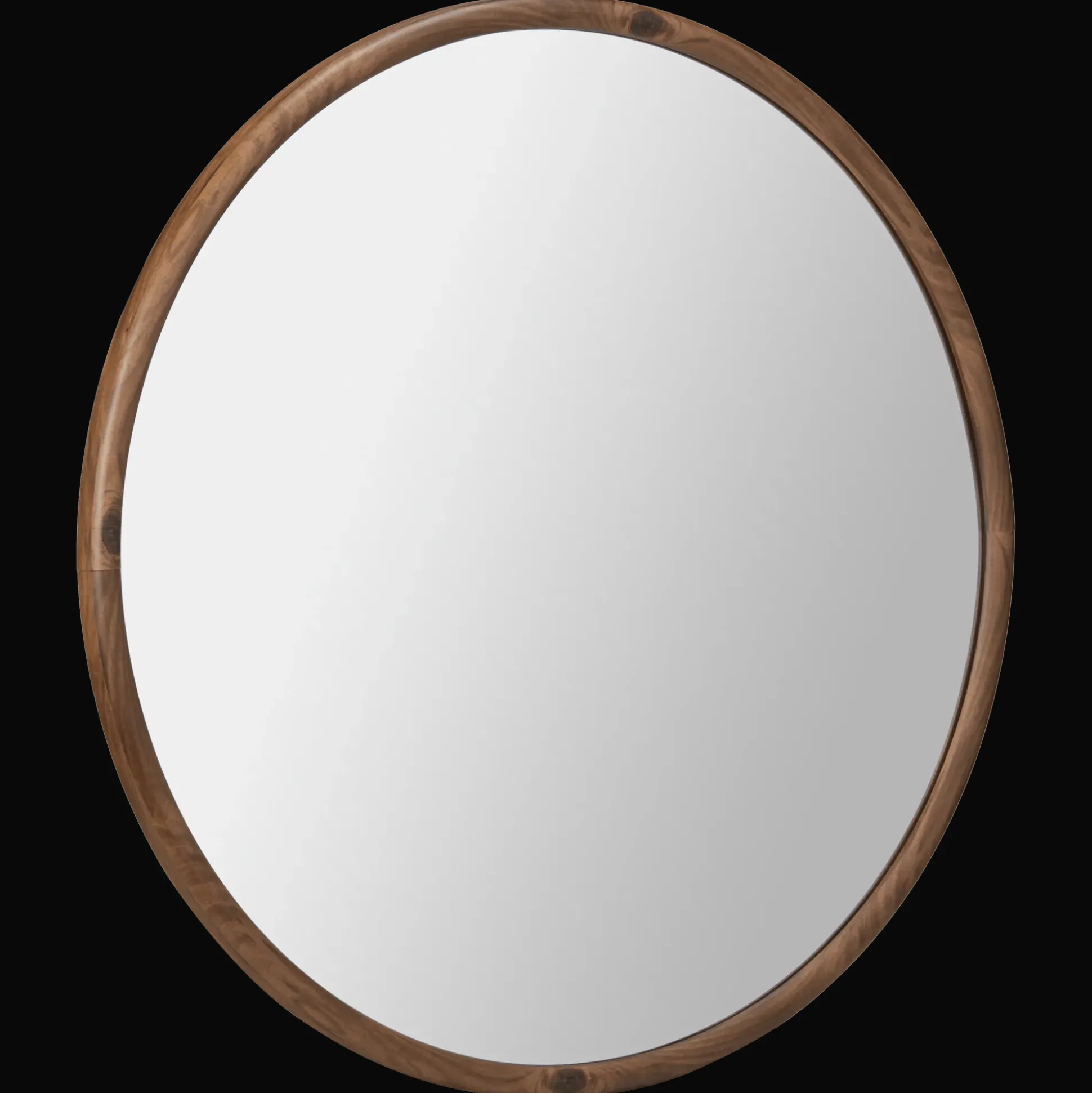 Round Wood Frame Mirror