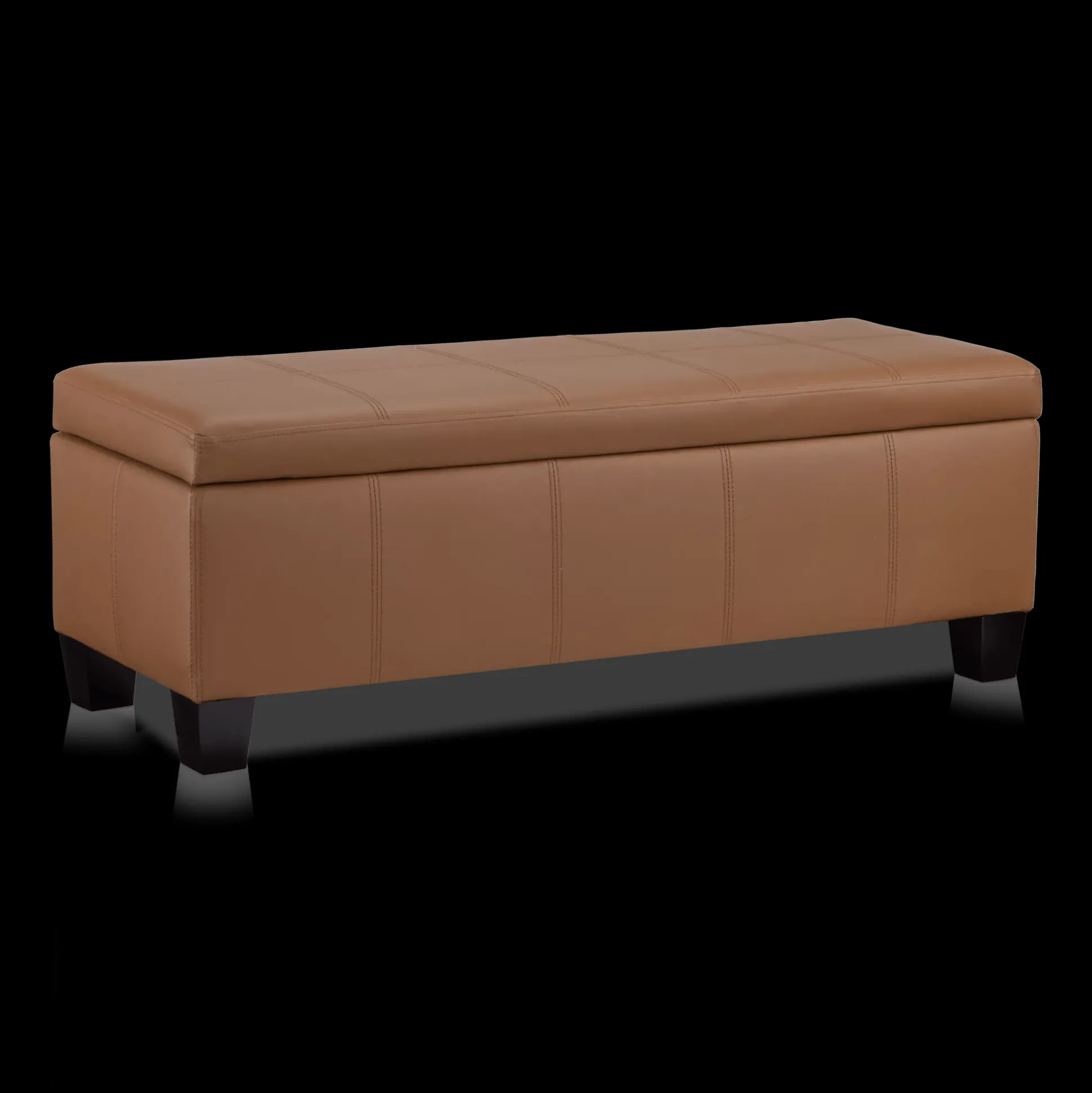 Rust Faux Leather Storage Bench