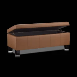 Rust Faux Leather Storage Bench