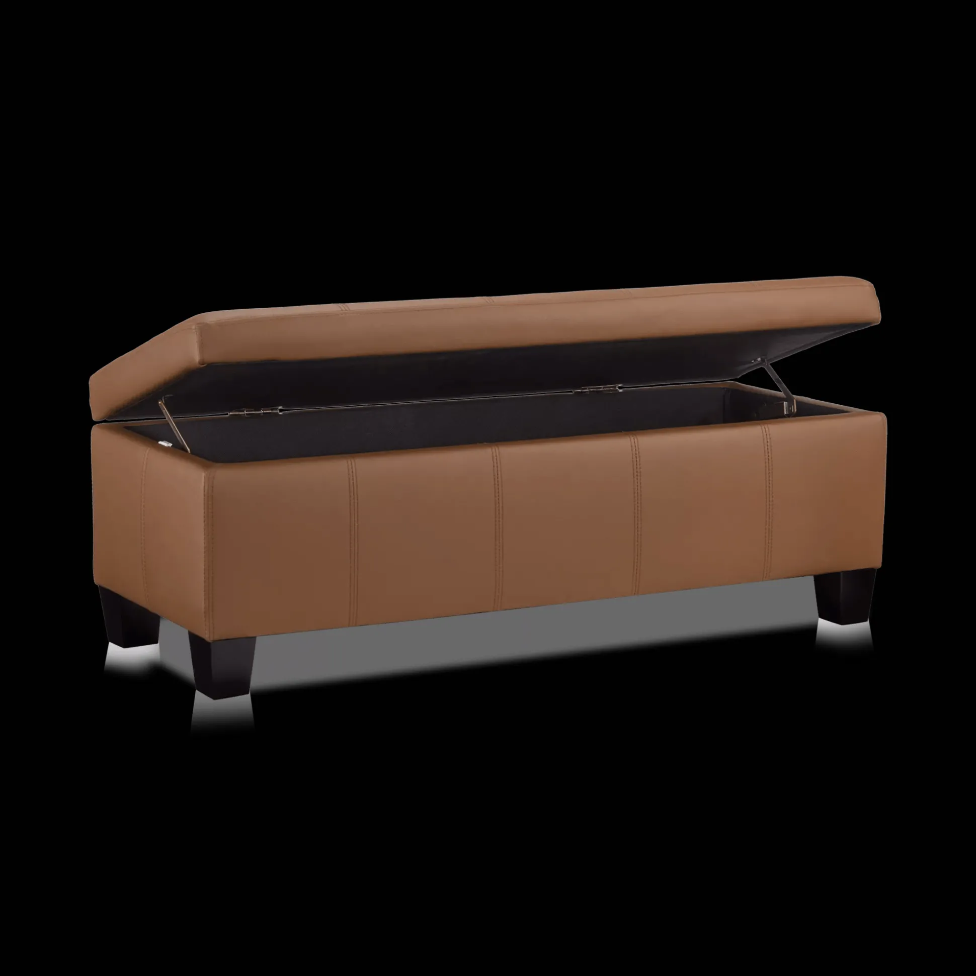 Rust Faux Leather Storage Bench