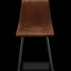 Rust Textured Faux Leather and Metal Dining Chair