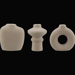 Set of 3 Beige Ceramic Vases