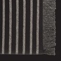 Set of 4 Black & Natural Fringed Fabric Placemats