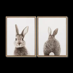 Set of 2 Bunny Framed Canvases