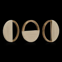 Set of 3 Mango Wood and Rope Circle Wall Decor