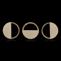 Set of 3 Mango Wood and Rope Circle Wall Decor