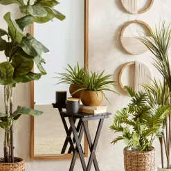 Set of 3 Mango Wood and Rope Circle Wall Decor