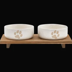 Set of 2 Pet Paw Ceramic Bowls