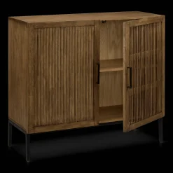 Slatted 2-Door Dark Wood Buffet