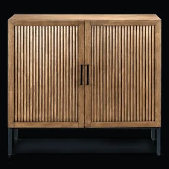 Slatted 2-Door Dark Wood Buffet