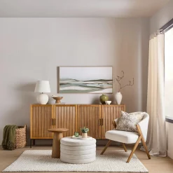 Slatted 2-Door Dark Wood Buffet