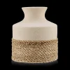Speckled Ceramic and Rattan Vase