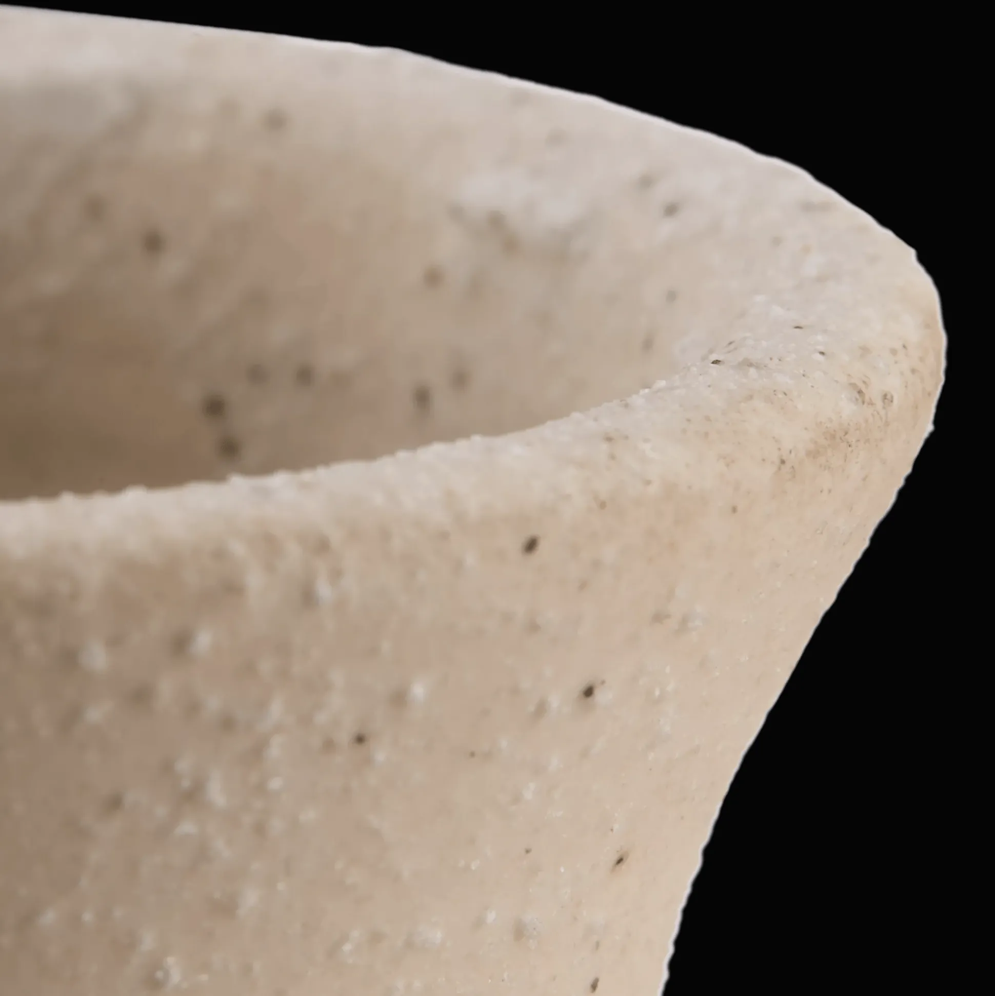 Speckled Ceramic and Rattan Vase