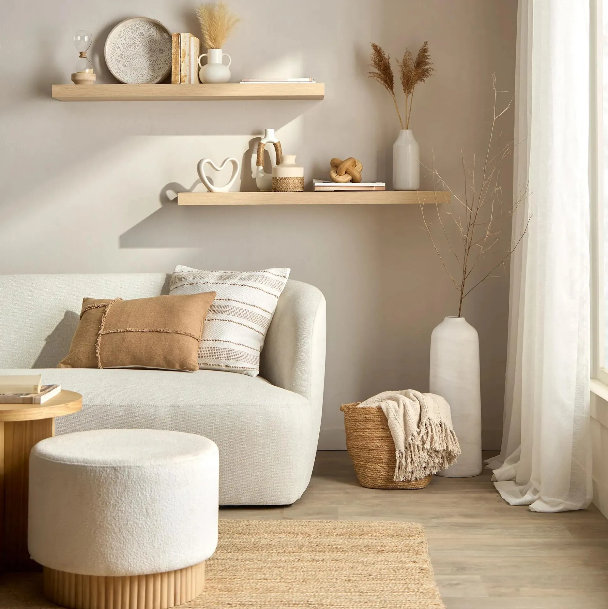 Speckled Ceramic and Rattan Vase