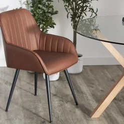Textured Faux Leather and Metal Dining Chair