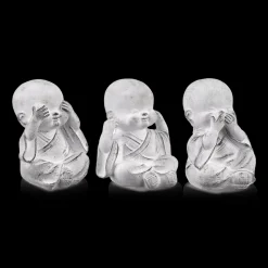 Three Wise Buddha Cement Statuettes