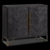 Two-Door Chevron Veneer and Metal Buffet