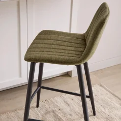 Velvet Fabric and Metal Bar Stool