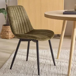 Velvet Fabric and Metal Dining Chair