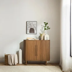 Walnut Veneer Buffet With Two Doors