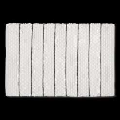 White Bathmat with Black Stripes