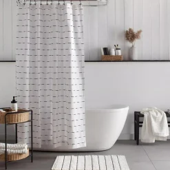 White Bathmat with Black Stripes