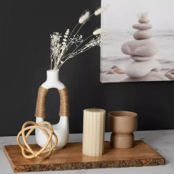 White Ceramic Oval Vase with Rope on Handles