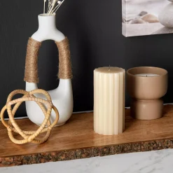 White Ceramic Oval Vase with Rope on Handles