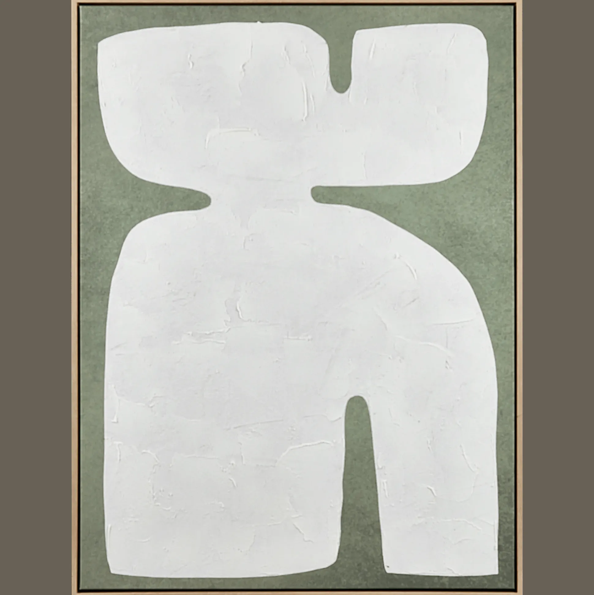 White Form on Green Framed Art