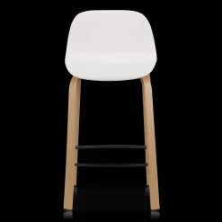 White Plastic and Wood Metal Veneer Counter Stool