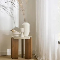 White Short Ribbed Candle