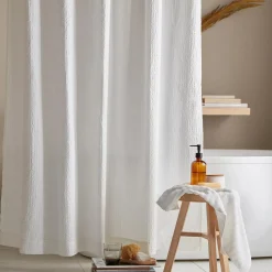 White Waffy Essential Shower Curtain