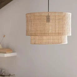 Wood & Rattan Ceiling Lamp