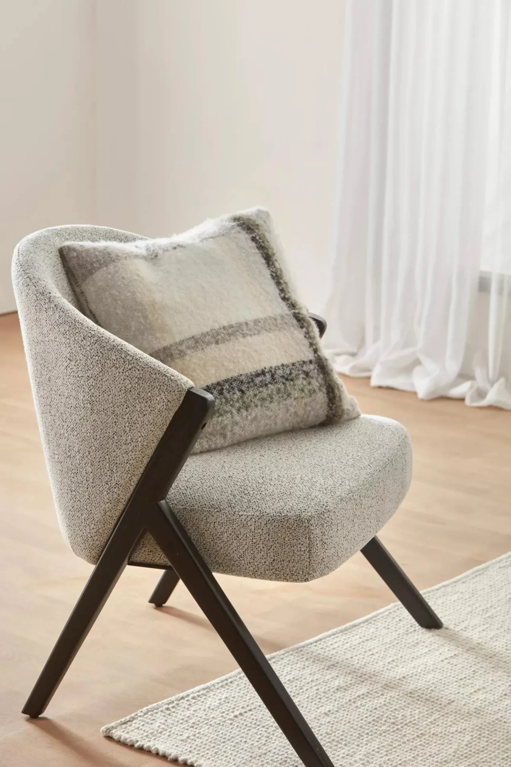 Wood and Fabric Accent Chair