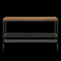 Wood and Metal Bench with Shoe Rack