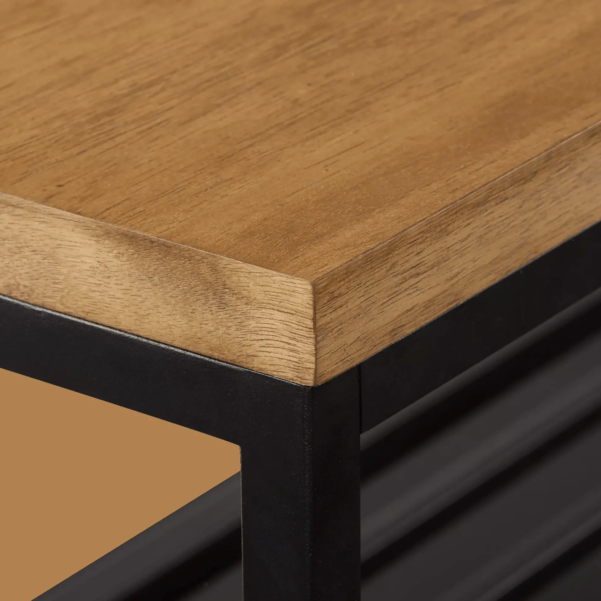 Wood and Metal Bench with Shoe Rack