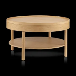 Wooden Round Coffee Table with Lift Top