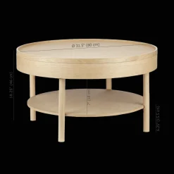 Wooden Round Coffee Table with Lift Top