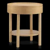 Wooden Round Side Table with Lift Top